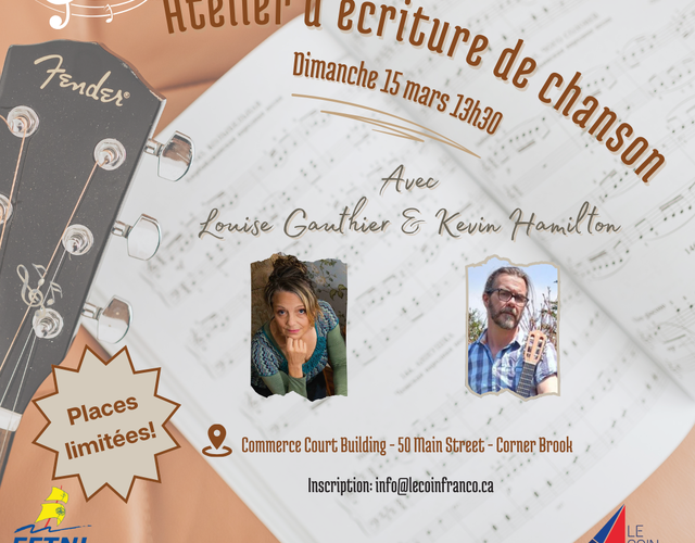 15 mars - Atelier d'écriture de chanson
